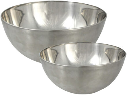 Svenska Living Voedsel serveer schalen set - 6x stuks - metallic zilver - RVS - Dia 19/13 cm