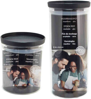 Svenska Living Voorraadpot/weckpot set - 4x stuks - Stapelbaar - Glas - Weckpotten Transparant