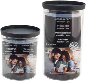 Svenska Living Voorraadpot/weckpot set - 4x Stuks - Stapelbaar - Glas - Weckpotten Transparant