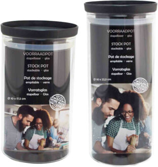 Svenska Living Voorraadpot/weckpot set - 4x stuks - stapelbaar - Glas