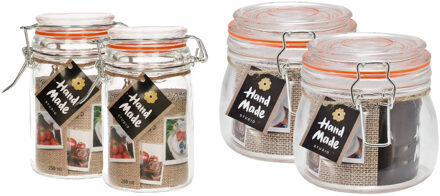 Svenska Living Weckpotten/inmaakpotten - set 4x - 250/500 ml - glas - met beugelsluiting - 2 formaten