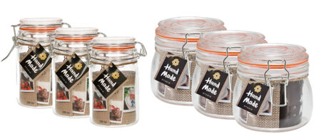 Svenska Living Weckpotten/inmaakpotten - set 6x - 250/500 ml - glas - met beugelsluiting - 2 formaten