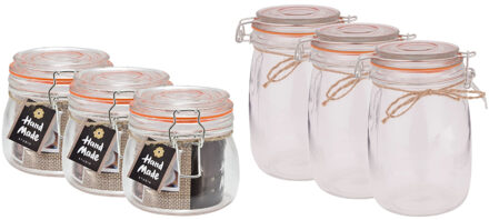 Svenska Living Weckpotten/inmaakpotten - set 6x - 500/1000 ml - glas - met beugelsluiting - 2 formaten