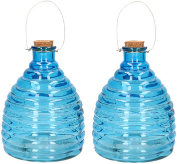 Svenska Living Wespenval - Set van 2x stuks - blauw - 21 cm - glas - wespenvanger - wespenglas