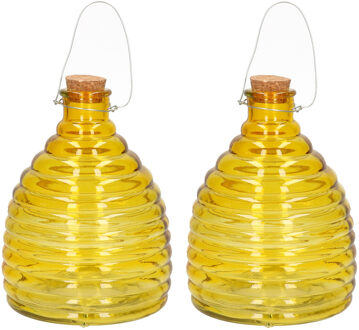 Svenska Living Wespenval - Set van 2x stuks - geel - 21 cm - glas - wespenvanger - wespenglas