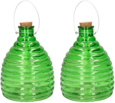 Svenska Living Wespenval - Set van 2x stuks - groen - 21 cm - glas - wespenvanger - wespenglas
