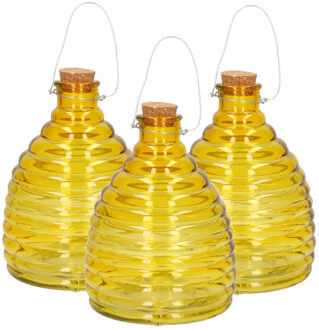 Svenska Living Wespenval - Set van 3x stuks - geel - 21 cm - glas - wespenvanger - wespenglas