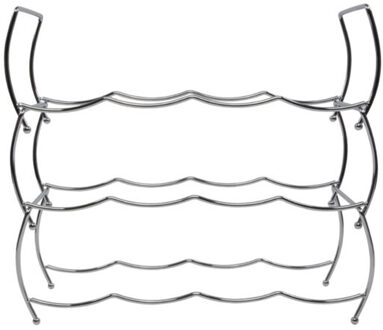 Svenska Living Wijnrek - 12 flessen - chrome - metaal - 43 x 42 x 15 cm - Wijnrekken Zilverkleurig