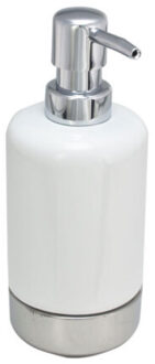 Svenska Living Zeeppompje/zeepdispenser wit/zilver keramiek 300 ml