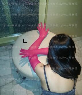 SW11A012 15Den gloss en sheer fushcia nylon handschoenen length to the wrist