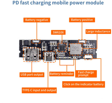 SW6106 PD fast charge QC3.0 mobile power module FCP two-way fast charge 5V9V12V