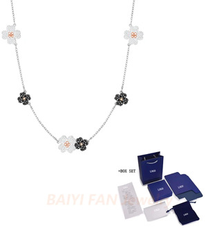 SWA New LATISHA Four-Leaf Clover Small Bouquet Neck Necklace Flowers Decoration Crystal Necklace Female Fashion Jewelry Gift