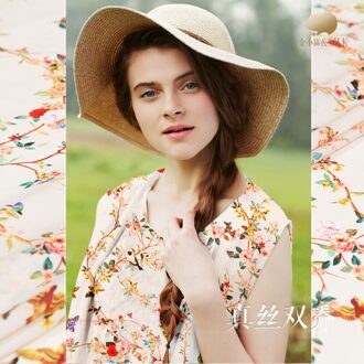 Swallow Zijde Dubbele Qiao Lente/Zomer Echte Zijde Afdrukken Stof Moerbei Zijde Doek Vrouwen Jurk 50cm