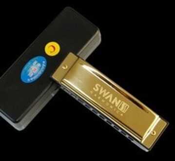 SWAN Bruce harmonica 2D tone 10 Gat 2D tone koper riet plaat & cover plaat gouden vierkante harmonica (plastic doos)