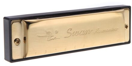 Swan Sleutel Van C 10 Gaten 20 Tone Diatonische Harmonica Gouden Voor Student Muziek Instrument Met Case 17000631 Harmonica golden