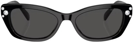 Swarovski Black/Dark Grey Sunglasses Swarovski , Black , Dames - 54 MM