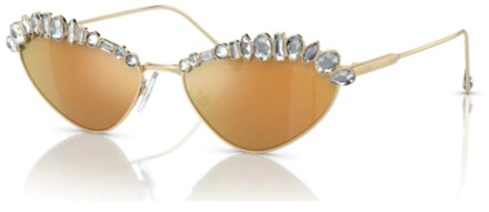 Swarovski Gouden Zonnebril voor Dagelijks Gebruik Swarovski , Orange , Dames - 55 MM