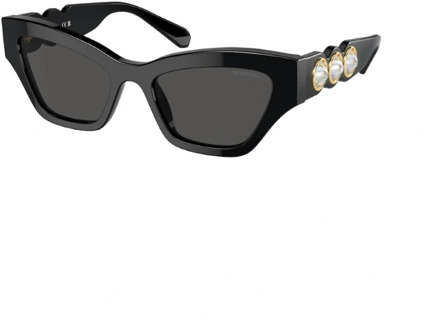 Swarovski Klassieke originele zonnebril met kristalstenen Swarovski , Black , Dames - ONE Size