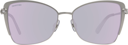 Swarovski Metalen zonnebril met rechthoekige vorm SK0314 dames - maat Zilver