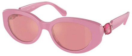 Swarovski Roze Spiegelglas Zonnebril Swarovski , Pink , Dames - 53 MM