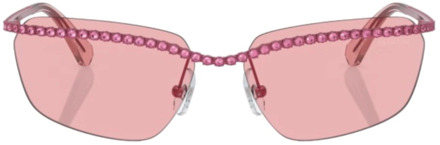 Swarovski Sole Roze Vlinderbril Swarovski , Pink , Dames - 64 MM