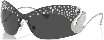 Swarovski Zilveren Zonnebril voor Dagelijks Gebruik Swarovski , Gray , Dames - 34 MM