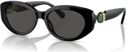 Swarovski Zwarte zonnebril met originele hoes Swarovski , Black , Dames - 53 MM