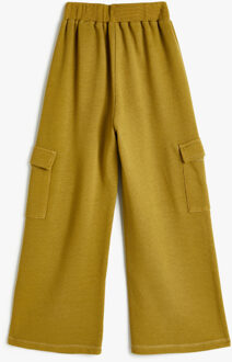 SWEAT BROEKEN Brede pijpen Band Gedetailleerd Sweat Bottoms Kaki