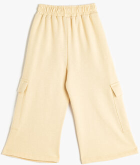 SWEAT BROEKEN Brede pijpen Zak Gedetailleerd Sweat Bottoms Beige