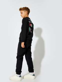 SWEAT BROEKEN Jogger Rits gedetailleerd Sweat Bottoms Zwart