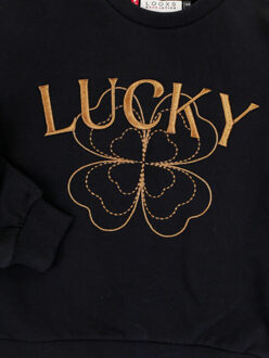 Sweater graphite lucky voor meisjes in de kleur - maat 98 Houtskool