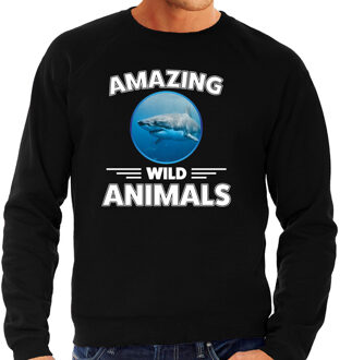 Sweater haaien amazing wild animals / dieren trui zwart voor heren 2XL