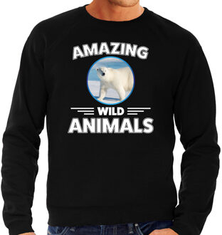 Sweater ijsberen amazing wild animals / dieren trui zwart voor heren L