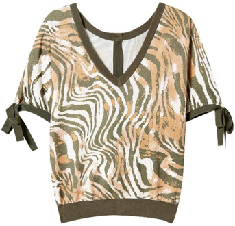 Sweater met Animal Print en V-Hals Actitude , Multicolor , Dames - L,S