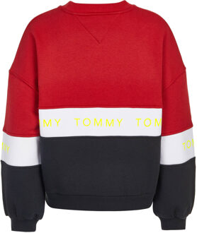Sweater met colour blocking en logoprint Rood