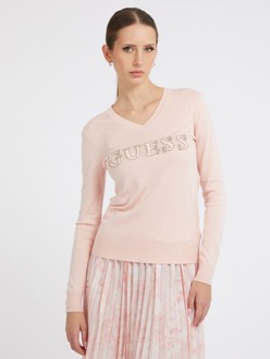 Sweater Met Logo Met Strass Op De Voorkant Roze - XS
