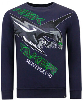 Sweater met print eagle head Blauw - L