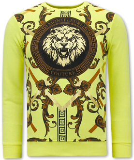 Sweater met print gouden leeuw Geel