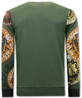 Sweater met print leeuw head Groen