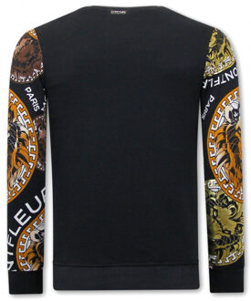 Sweater met print leeuw head Zwart