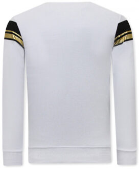 Sweater met print leeuw strass - maat L Wit