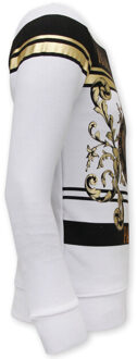 Sweater met print leeuw strass Wit - XXL