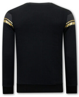 Sweater met print leeuw strass Zwart