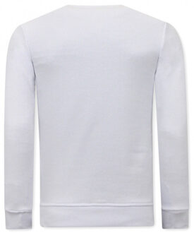 Sweater met print skull strass Wit - L