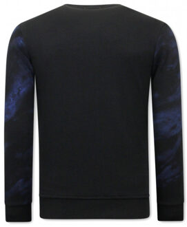 Sweater met print skull tiger - maat S Zwart