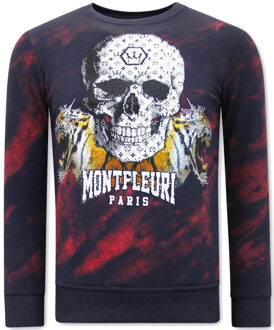 Sweater met print skull tiger Rood - L