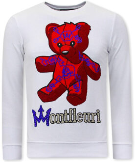 Sweater met print teddy bear 3617 Wit - L
