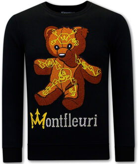Sweater met print teddy bear 3617 Zwart - L