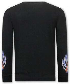 Sweater met print tiger couture - maat S Zwart