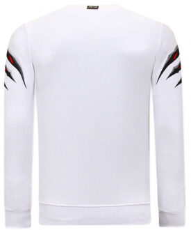 Sweater met print tiger head - maat L Wit